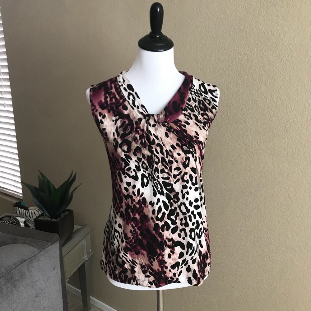 Calvin Klein Animal Print Sleeveless Blouse